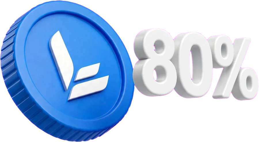 Moneda LEGR junto a un 80%